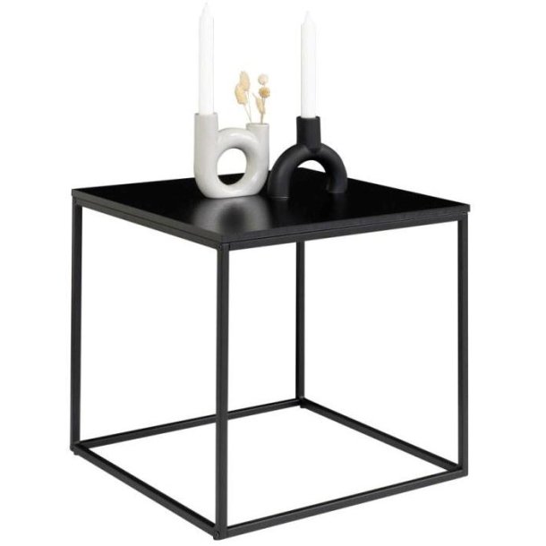 Valencia hjrnebord 45 x 45 cm i sort metalstel og med sort bordplade. 