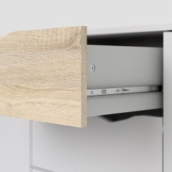 Odense 195 cm sknk hvid og ege look med 3 skuffer og 3 skabe.