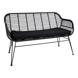 Toscana sofa i sort PE rattan og med hynde i polyester. 
