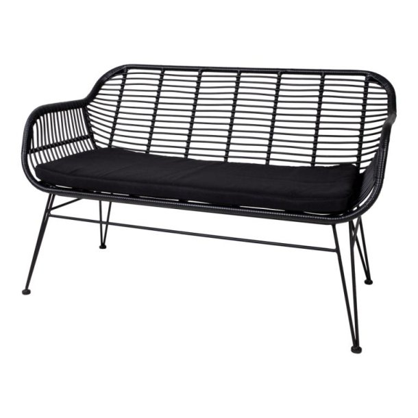 Toscana sofa i sort PE rattan og med hynde i polyester. 