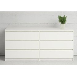 Nibe 150 cm bred kommode hvid ask med 6 skuffer.