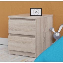 Nibe 40 cm bredt natbord tr�ffel look med 2 skuffer.