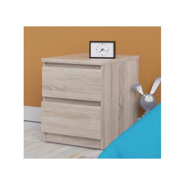 Nibe 40 cm bredt natbord tr�ffel look med 2 skuffer.