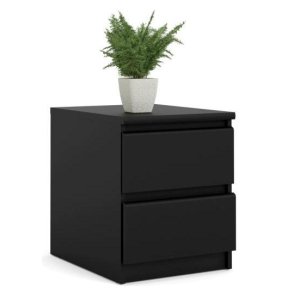 Nibe 40 cm bredt natbord i mat sort med 2 skuffer.