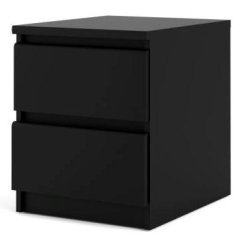 Nibe 40 cm bredt natbord i mat sort med 2 skuffer.