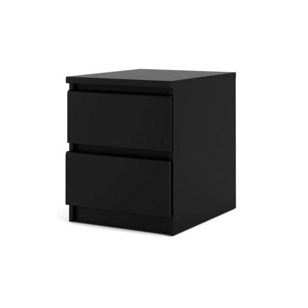 Nibe 40 cm bredt natbord i mat sort med 2 skuffer.