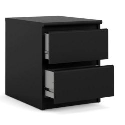 Nibe 40 cm bredt natbord i mat sort med 2 skuffer.