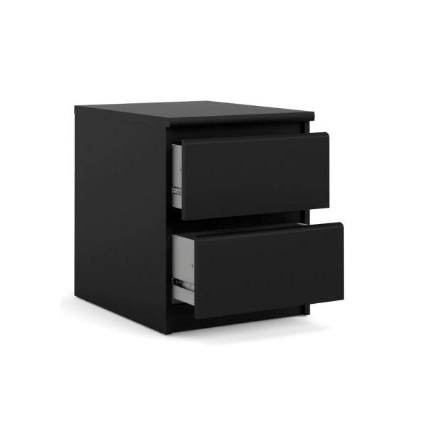 Nibe 40 cm bredt natbord i mat sort med 2 skuffer.