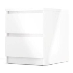 Nibe 40 cm bredt natbord i hvid hjglans med 2 skuffer.