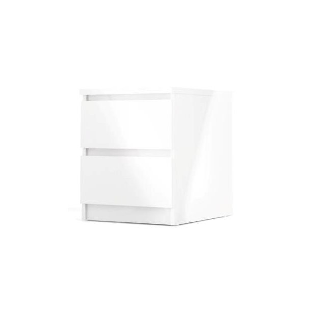 Nibe 40 cm bredt natbord i hvid hjglans med 2 skuffer.