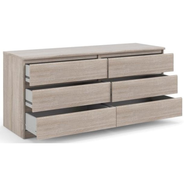 Nibe 150 cm bred kommode trffel look med 2 x 3 skuffer.