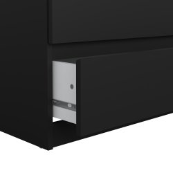 Nibe 150 cm bred kommode mat sort med 6 skuffer.