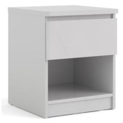 Nibe 40 cm bredt natbord hvid hjglans med 1 skuffe og 1 hylde.
