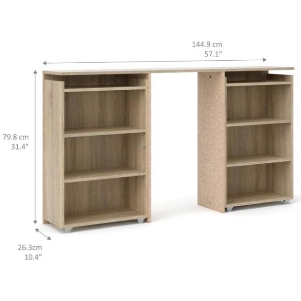 Nibe 140 cm hovedgavl i egelook med 2 skabe til opbevaring.