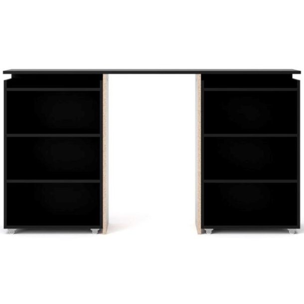 Nibe 140 cm hovedgavl mat sort med 2 skabe p� hjul til opbevaring.