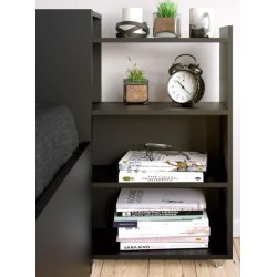 Nibe 140 cm hovedgavl mat sort med 2 skabe p� hjul til opbevaring.