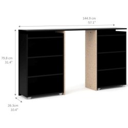 Nibe 140 cm hovedgavl mat sort med 2 skabe p� hjul til opbevaring.