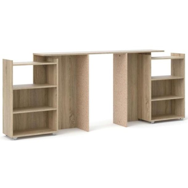 Nibe 160 cm hovedgavl i egelook med 2 skabe p� hjul til opbevaring.