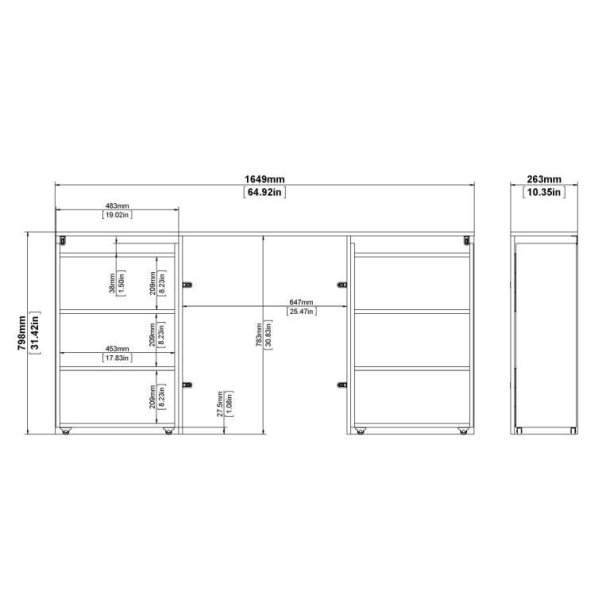 Nibe 160 cm hovedgavl i egelook med 2 skabe p� hjul til opbevaring.