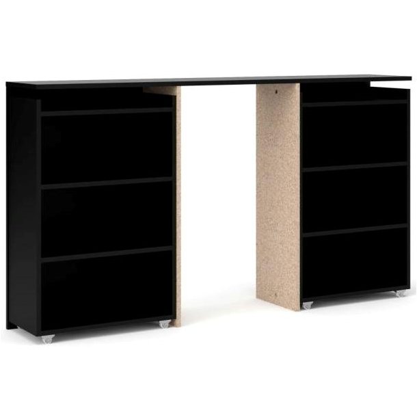 Nibe 160 cm hovedgavl mat sort med 2 skabe p hjul til opbevaring.