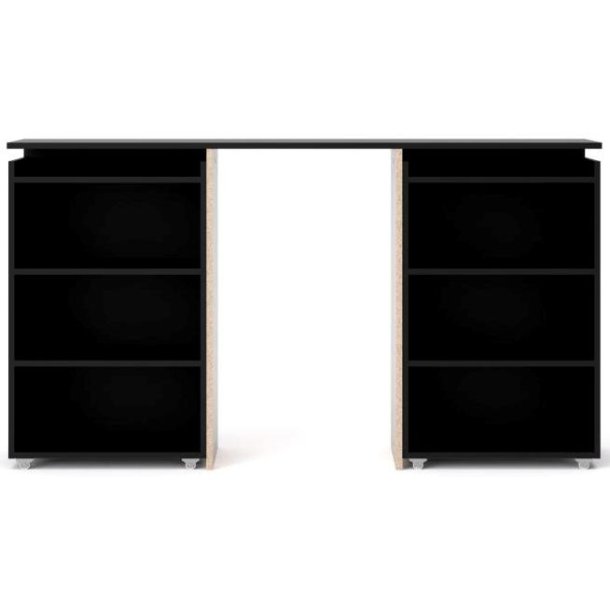 Nibe 160 cm hovedgavl mat sort med 2 skabe p� hjul til opbevaring.