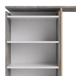 Nibe 140 cm hovedgavl i beton look med 2 skabe til opbevaring.