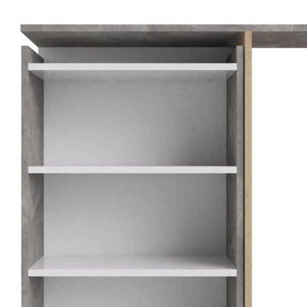 Nibe 140 cm hovedgavl i beton look med 2 skabe til opbevaring.