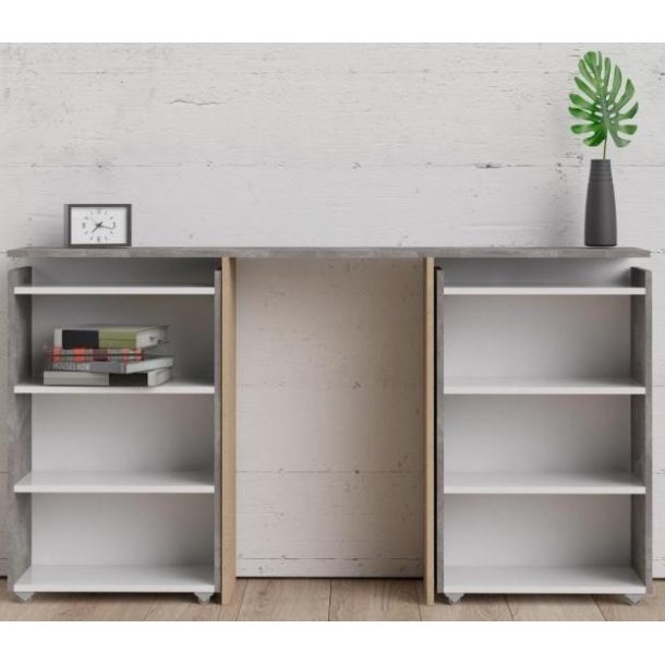 Nibe 140 cm hovedgavl i beton look med 2 skabe til opbevaring.