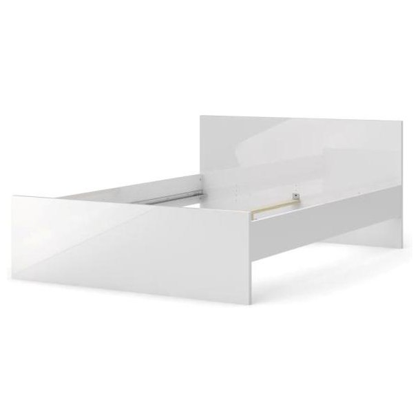 Nibe dobbeltseng 140 x 200 cm i hvid h�jglans eksklusive lamelbund.