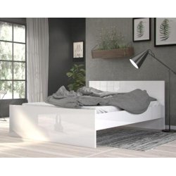 Nibe dobbeltseng 140 x 200 cm i hvid h�jglans eksklusive lamelbund.