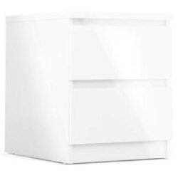 Nibe 40 cm bredt natbord i hvid h�jglans med 2 skuffer.
