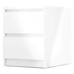 Nibe 40 cm bredt natbord i hvid h�jglans med 2 skuffer.