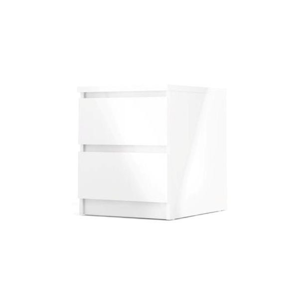 Nibe 40 cm bredt natbord i hvid h�jglans med 2 skuffer.