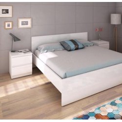 Nibe 40 cm bredt natbord i hvid h�jglans med 2 skuffer.