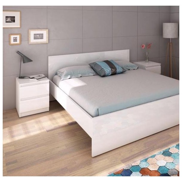 Nibe 40 cm bredt natbord i hvid h�jglans med 2 skuffer.