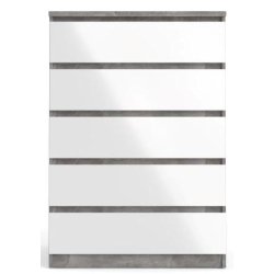 Nibe 75 cm bred kommode i beton look og med 5 skuffer.