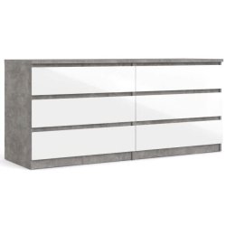 Nibe 150 cm bred kommode i beton look og med 2 x 3 skuffer.