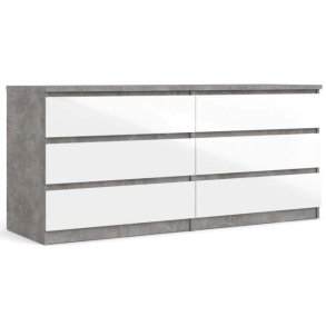 Nibe 150 cm bred kommode i beton look og med 2 x 3 skuffer.