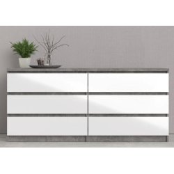 Nibe 150 cm bred kommode i beton look og med 2 x 3 skuffer.