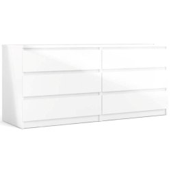 Nibe 150 cm bred i hvid hjglans med 2 x 3 skuffer.