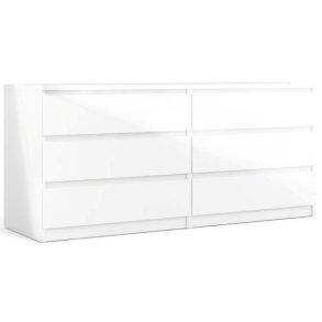 Nibe 150 cm bred i hvid hjglans med 2 x 3 skuffer.