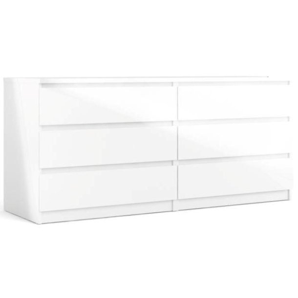 Nibe 150 cm bred i hvid hjglans med 2 x 3 skuffer.
