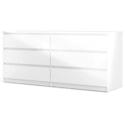 Nibe 150 cm bred i hvid hjglans med 2 x 3 skuffer.