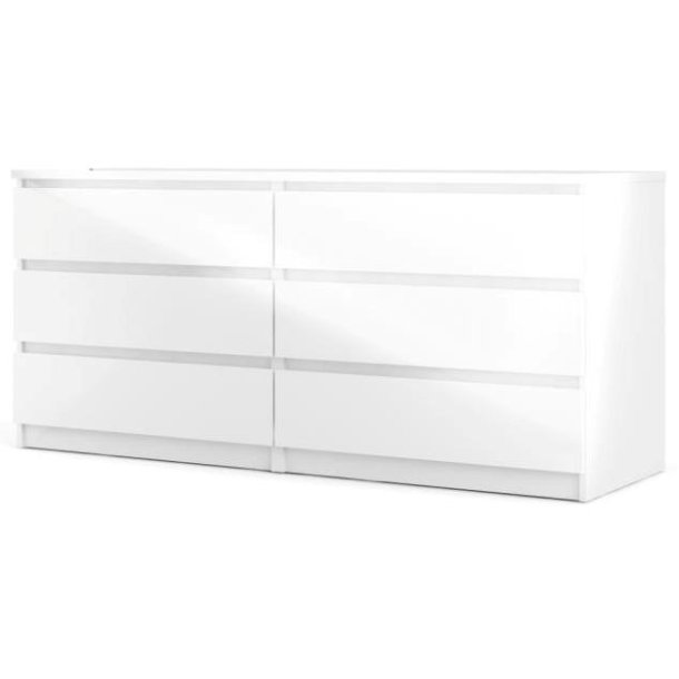 Nibe 150 cm bred i hvid hjglans med 2 x 3 skuffer.