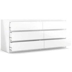 Nibe 150 cm bred i hvid hjglans med 2 x 3 skuffer.