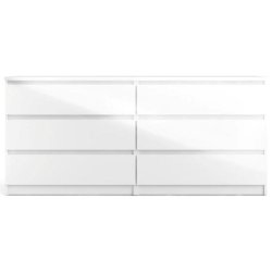 Nibe 150 cm bred i hvid hjglans med 2 x 3 skuffer.