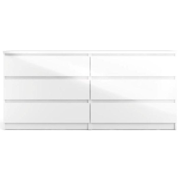 Nibe 150 cm bred i hvid hjglans med 2 x 3 skuffer.