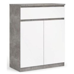 Nibe sk�nk 80 cm bred i beton look med stort skab og 1 skuffe.