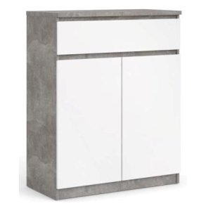 Nibe sk�nk 80 cm bred i beton look med stort skab og 1 skuffe.