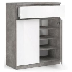 Nibe sk�nk 80 cm bred i beton look med stort skab og 1 skuffe.